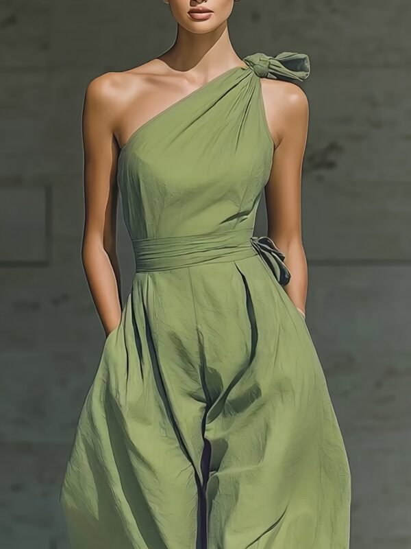 dc81e811-cb5d-4ad8-8ec3-9d0c95340850.jpg French Green One-Shoulder Wide-Leg Jumpsuit