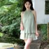 dfee7673add1c2588b0e3e7519afd907.jpg Green Sleeveless Top & High-Waist Skirt Co-Ord Set