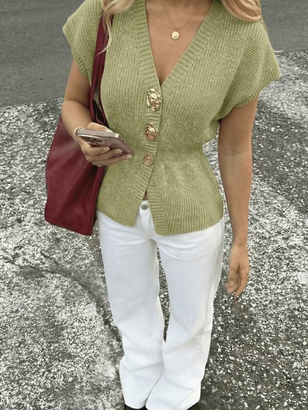 Sleeveless Metal Button Spring Vest Jacket