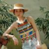 e3d21953-a30e-4c03-afa8-7ebfad521520.jpg Women's Rainbow Stripe Crochet Fringe Crop Tank Top