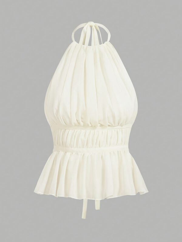 e890af82-f955-436a-ac91-2b9f346e4878.jpg Pleated Halter Neck Tie-Waist Backless Top