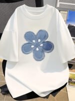 ea21916832464a1daa03ab75fd03c906-goods.jpeg Women's Blue Floral Print Casual Short Sleeve T-Shirt