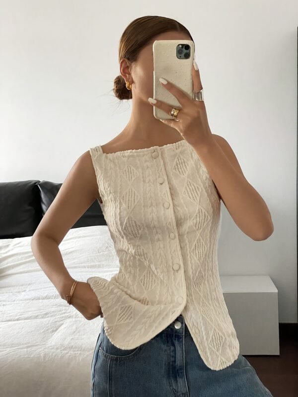 ea2ae879-d2d8-4f1d-b750-e0b07a752b1e.jpg Geometric Textured Sleeveless Vest Top