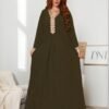 Women's Chic Solid Colour V-Neck Casual Dress