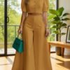 ec8fd3dee99239787e6a84ef11bead85.jpg Puff Sleeve Shirt & Wide-Leg Trouser Set