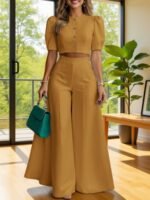 ec8fd3dee99239787e6a84ef11bead85.jpg Puff Sleeve Shirt & Wide-Leg Trouser Set