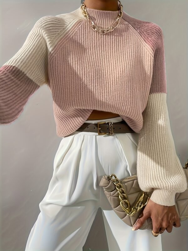 Women's Elegant Solid Color Long Sleeve Round Neck Top