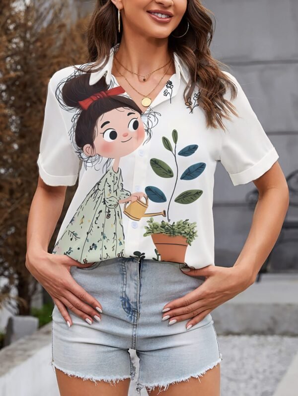 ef0fab6e01b44c28a9e09e3aefd6603e-goods.jpeg Women's Floral Garden Print Button-Up Short Sleeve Shirt