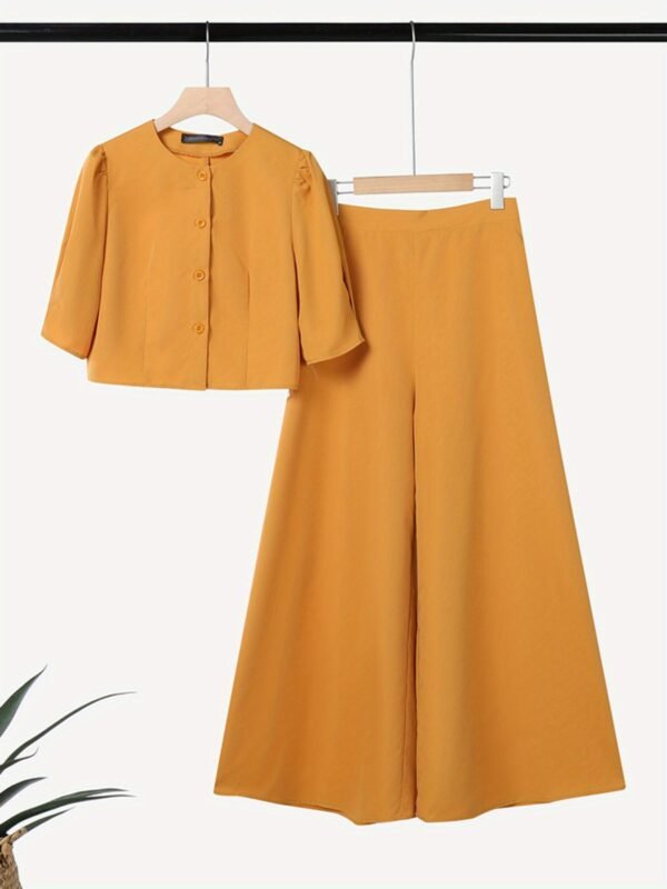 ef141507baf2485d9029c39c085756be-goods.jpeg Puff Sleeve Shirt & Wide-Leg Trouser Set