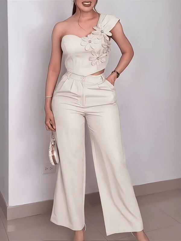 f0939c47-abae-4a25-817f-247af3680ce4.jpg Apricot 3D Floral Off-Shoulder Pants Set