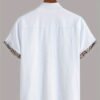Men's Ethnic Style Contrast Patchwork Stand Collar Short Sleeve Shirt