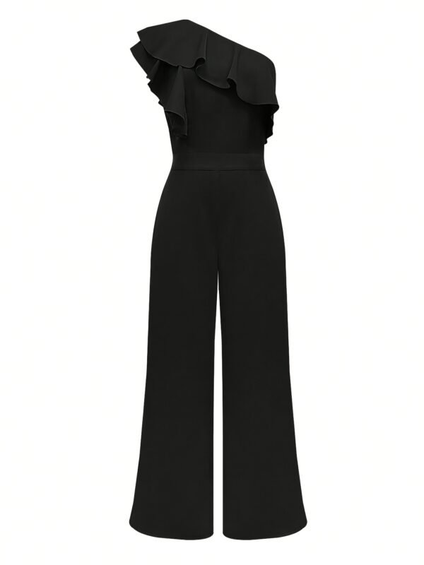 Elegant One-shoulder Jumpsuit with Ruffled Off-shoulder Design