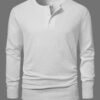 Men's Vertical Stripe Textured Henley Collar Long Sleeve Premium T-Shirt
