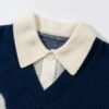 Men's Academic Style Loose Fit Lapel Sweater – Navy