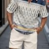 Men's Polo Collar Shirt & Drawstring Shorts 2-Piece Set