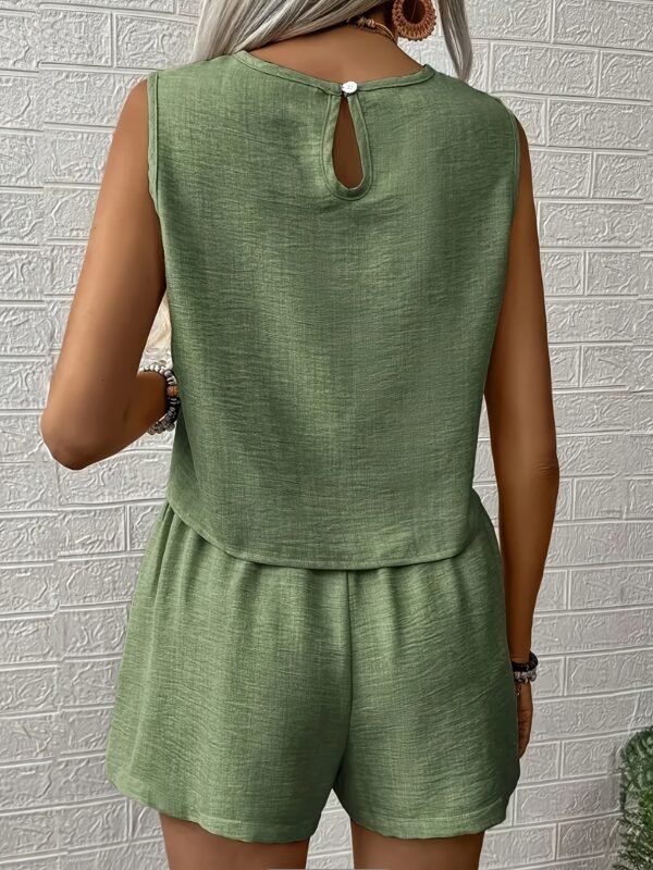 f7a41bf0-24cc-4b8b-bb7f-e2214d013112.jpg Women's Summer Textured Solid Color Vest & Shorts Set – Green