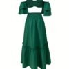 Summer New Beach Vacation Strappy Bandeau Ruffled Top And Skirt 2pcs Set Women'S