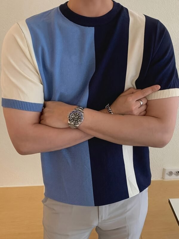 Men's Contrast Color Versatile Knit Sweater Top