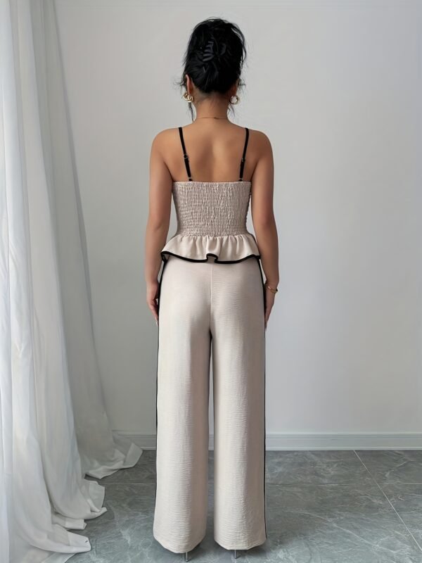 faa80993-497a-4c21-8d24-c6728429402c.jpg Women's Elegant Contrast Camisole & Long Pants 2-Piece Set