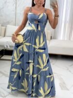 Sweetheart Neck Tropical Vacation Maxi Dress