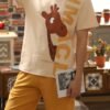 Men's Cartoon Print Short Sleeve Pajama Set
